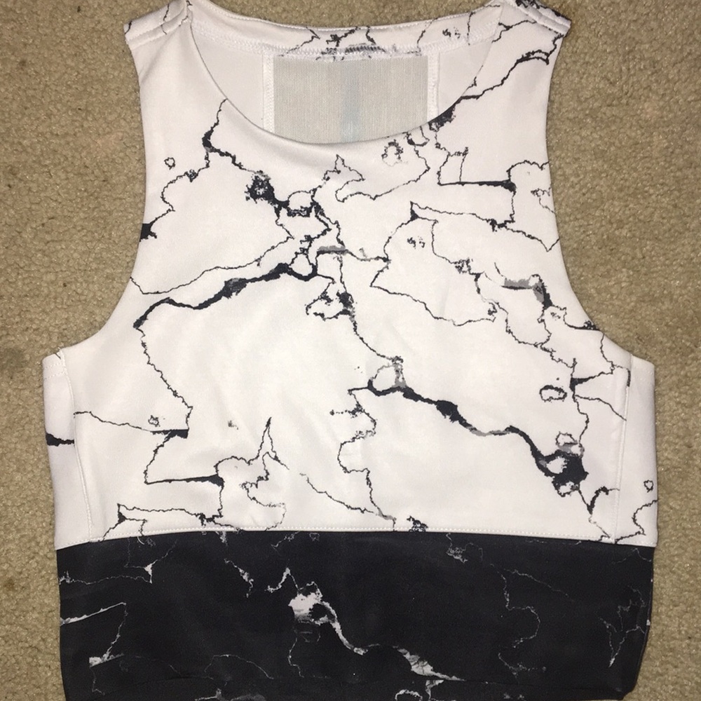 Adidas marble workout crop top